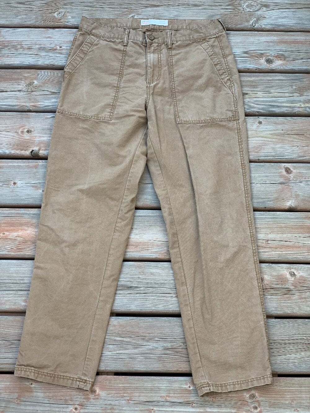 Vintage Y2K Old Navy Workwear Carpenter Cargo Pants Mens 34x31 Khaki Loose Taper